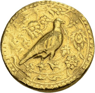 Los 513: Indien, Mughal Empire. Akbar I. Mohur, 45 Ilahi-Jahr (1599 n. Chr.). Von grösster Seltenheit. Schätzpreis: 20.000 CHF / Erzielter Preis: 140.000 CHF (exkl. Aufgeld).