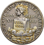 Los 1336: Erzgebirge. Silbermedaille 1531 auf Erasmus von Rotterdam. Stempel von Hieronymus Magdeburger. Schätzpreis: 1.500 CHF / Erzielter Preis: 5.000 CHF (exkl. Aufgeld).
