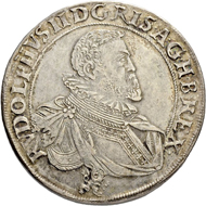 Los 2020: Römisch Deutsches Reich, Rudolf II. (1576-1612). Doppeltaler 1607, Münzstätte Kuttenberg. Schätzpreis: 4.000 CHF / Erzielter Preis: 18.000 CHF (exkl. Aufgeld).
