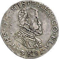 Nr. 516. Flandern. Philipp II. von Spanien, 1555-1598. 1/2 Ecu Philippe 1581, Gent. Äußerst selten. Sehr schön bis vorzüglich. Taxe: 3.000,- Euro. Zuschlag: 24.000,- Euro