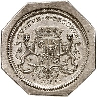 Nr. 4218. Lippe. Friedrich Adolf, 1697-1718. Achteckige 1 1/4fache Reichstalerklippe 1715, Detmold. Sehr selten. Vorzüglich. Taxe: 6.000,- Euro. Zuschlag: 15.000,- Euro