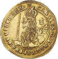 Nr. 6144. England. Charles I., 1625-1649. Triple Unite 1644, Oxford. Sehr selten. Fast vorzüglich. Taxe: 50.000,- Euro. Zuschlag: 60.000,- Euro
