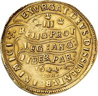 Nr. 6144. England. Charles I., 1625-1649. Triple Unite 1644, Oxford. Sehr selten. Fast vorzüglich. Taxe: 50.000,- Euro. Zuschlag: 60.000,- Euro