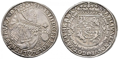 Sigismund III. als König von Polen. Reichstaler 1630, Bromberg. Aus Auktion Künker eLive 50 (2018), Nr. 292.