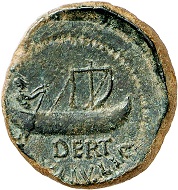 Nr. 1559: Ilercavonia-Dertosa (Tortosa / Tarragona). Semis, Zeit des Tiberius. Wohl unpublizierte Variante eines äußerst seltenen Typs. Grüne Patina. Gutes sehr schön / Sehr schön. Aus Sammlung Dr. W. R. Taxe: 1.000,- Euro.