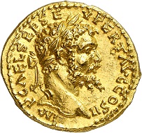 Nr. 2926: Septimius Severus, 193-211. Aureus, Emesa, 194. Aus Sammlung Egon Beckenbauer, Auktion Kastner 10 (1976), Nr. 168. Äußerst selten. Stempelglanz. Taxe: 35.000,- Euro.