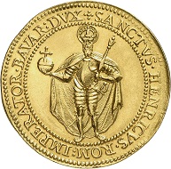 Nr. 7702: Bayern. Maximilian I., 1598-1651. 8 Dukaten 1598, München, auf seine Huldigung. Sehr selten. Vorzüglich. Spezialsammlung Bayern. Taxe: 30.000,- Euro.