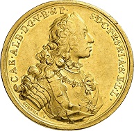 Nr. 7750: Bayern. Karl Albert, 1726-1745, seit 1742 Kaiser Karl VII. 20 Dukaten 1739, München. Äußerst selten. Vorzüglich. Spezialsammlung Bayern. Taxe: 50.000,- Euro.