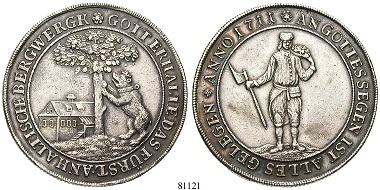 Altdeutschland. Anhalt-Bernburg. Victor Amadeus, 1656-1718. Taler 1711. Auf die Wiederaufnahme des Bergbaus im Birnbaumer Zuge bei Harzgerode. ss-vz. 5.250. Euro.