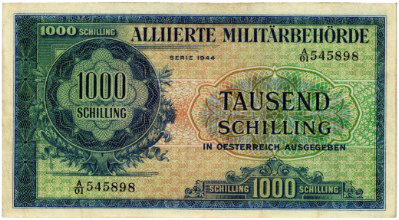 Los 5342. Alliierte Militärbehörde, 1000 Schilling 1944.