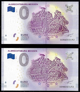 Scheine mit gleicher Seriennummer, mit und ohne Fehler. Foto: numiscontrol.