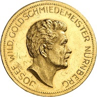 Josef Wild. 100 Goldmark 1927. Vermutlich das dritte bekannte Exemplar. Vorzüglich. Schätzung: 5.000,- Euro. Aus Auktion Künker 321 (15. März 2019), Nr. 6820.