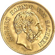 Deutsches Reich. Sachsen. 5 Mark 1877. Fast Stempelglanz. Schätzung: 750,- Euro. Aus Auktion Künker 321 (15. März 2019), Nr. 7328.