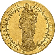 Nr. 131: Hamburg. Portugalöser zu 10 Dukaten o. J. (um 1645). Aus Sammlung Vogel Teil 3, Auktion Adolph Hess Nachf. 192, Frankfurt 1928, Nr. 7681. Sehr selten. Stempelglanz. Taxe: 50.000,- Euro. Zuschlag: 180.000,- Euro.