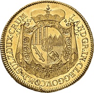 Nr. 555: Schwarzenberg. Josef Adam, 1732-1782. 10 Dukaten 1741, Wien. Äußerst selten. Vorzüglich. Taxe: 20.000,- Euro. Zuschlag: 97.500,- Euro.