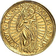 Nr. 704: Livländischer Orden. Walter von Plettenberg, 1494-1535. 10 Dukaten 1525. Sehr selten. Sehr schön bis vorzüglich. Taxe: 150.000,- Euro. Zuschlag: 170.000,- Euro.