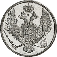 Nr. 982-984: Russland. Nikolaus I., 1825-1855. Set zu 12 / 6 / 3 Rubel Platin 1839, St. Petersburg. Aus den Sammlungen Hutten-Czapski und Großfürst Georgi Michailowitsch. Äußerst selten. Mit der Bewertung NGC (photo-certificate) PF 64 CAMEO. Polierte Platte (Proof). Taxe: 500.000,- Euro. Zuschlag: 750.000,- Euro.