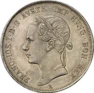 Konventionstaler 1851 A, Wien. J. 290. Aus Auktion Künker 195 (28. September 2011), 4395. Fast Stempelglanz. Schätzung: 5.000 Euro. - Die Konventionstaler waren im innerösterreichischen Zahlungsverkehr kaum üblich. Sie wurden zur Thesaurierung und für den Außenhandel geprägt.