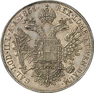 Konventionstaler 1851 A, Wien. J. 290. Aus Auktion Künker 195 (28. September 2011), 4395. Fast Stempelglanz. Schätzung: 5.000 Euro. - Die Konventionstaler waren im innerösterreichischen Zahlungsverkehr kaum üblich. Sie wurden zur Thesaurierung und für den Außenhandel geprägt.