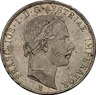 Doppelgulden, 1859 B, Kremnitz. J. 329. Aus Auktion Künker 195 (28. September 2011), 4445. Vorzüglich. Schätzung: 150 Euro. - Ein österreichischer Doppelgulden nach dem Wiener Vertrag entsprach 2/3 preußischem Taler.