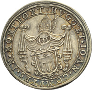 HUGO XIV. und JOHANN VIII., 1619-1625. Taler 1620, Tettnang. Behelmtes Wappen. Rv. Gekrönter Doppeladler. Ebner 42. Münzen & Medaillen GmbH kommende Auktion 37 (23. November 2012), Nr. 331.