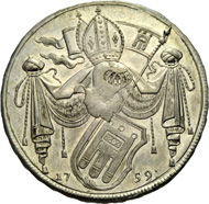FRANZ XAVER, 1758-1780. Taler 1759. Geharnischtes Brustbild r., darunter die Signatur des Stempelschneiders J. Haag. Rv. Behelmtes Wappen, unten 17-59:. Ebner 352. Münzen & Medaillen GmbH kommende Auktion 37 (23. November 2012), Nr. 503.